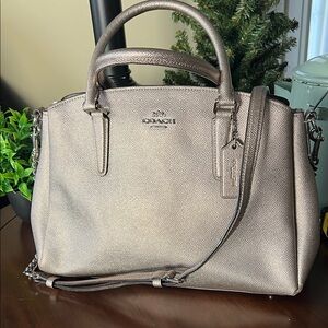 👜 Coach Metallic Brown Sage Leather Satchel 👜